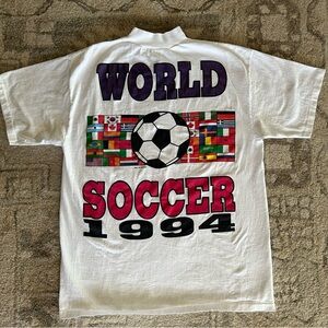 Vintage West Tee Graphics World Soccer 1994 Size XL.